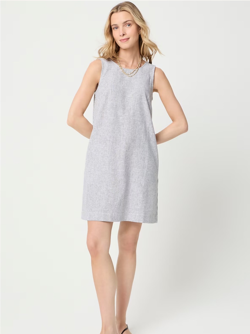 J. Crew Grey stripe Sleeveless Shift Dress